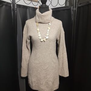 Abercrombie & Fitch Beige Turtleneck Tunic Sweater Women's Small Boho